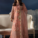 Afrozeh La Fuchsia Embroidered Organza 3Pc Suit - Elea
