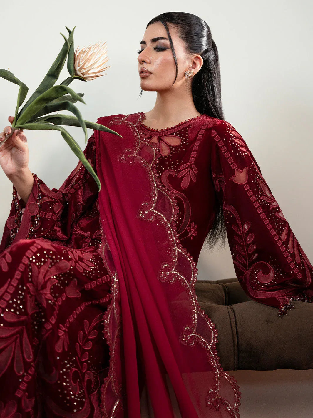 Faiza Faisal | Solene Luxury Velvets | ROUGE - Rang-e-Khaas