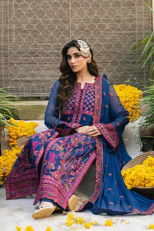 Maryum N Maria | Gulnaar Formals | 3 Piece Embroidered Chiffon ROKSANA - FSU5653 - Rang-e-Khaas