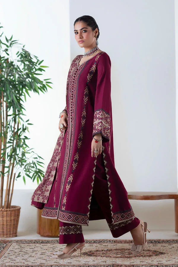 Maryum N Maria | Noore Winters 25 | 3 Piece Embroidered Khaddar MALALAI - FSU5670 - Rang-e-Khaas