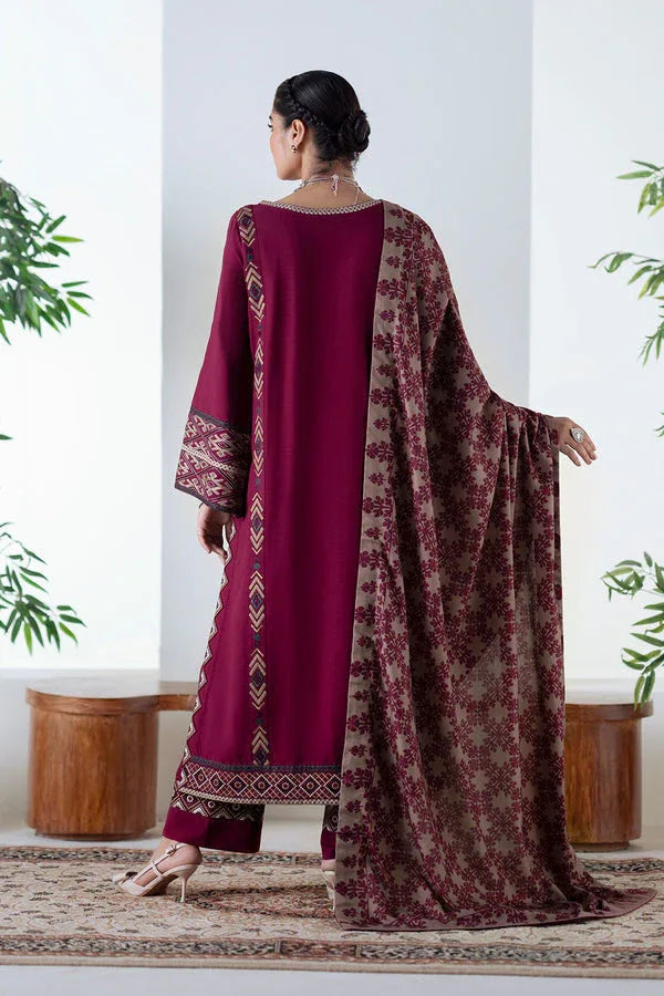 Maryum N Maria | Noore Winters 25 | 3 Piece Embroidered Khaddar MALALAI - FSU5670 - Rang-e-Khaas