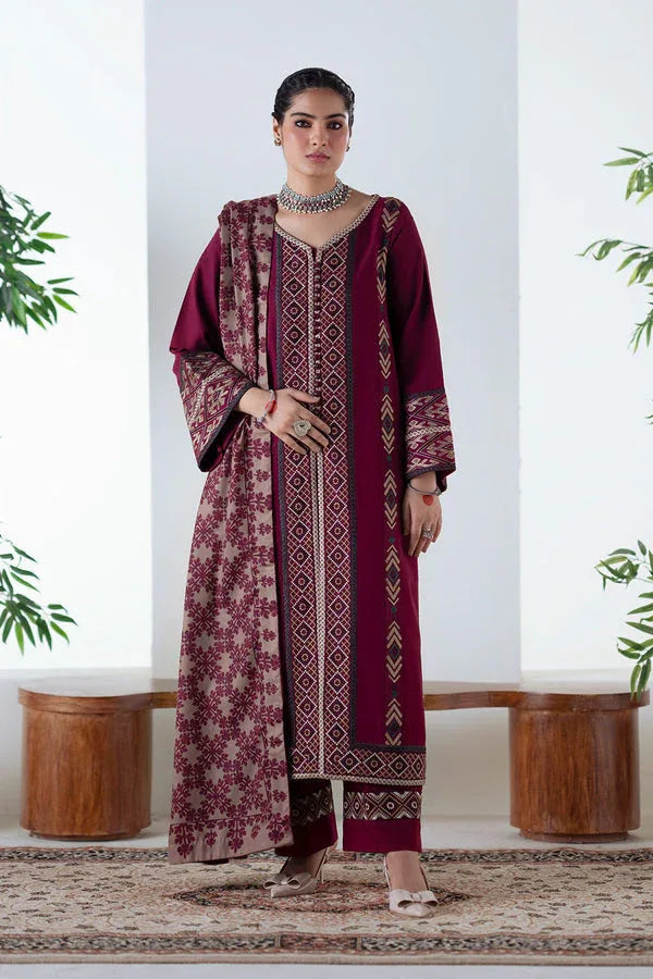 Maryum N Maria | Noore Winters 25 | 3 Piece Embroidered Khaddar MALALAI - FSU5670 - Rang-e-Khaas