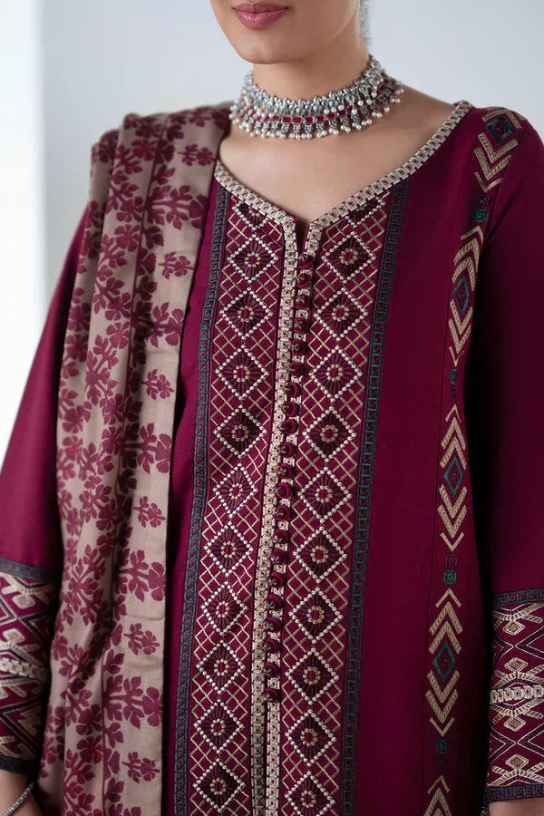 Maryum N Maria | Noore Winters 25 | 3 Piece Embroidered Khaddar MALALAI - FSU5670 - Rang-e-Khaas