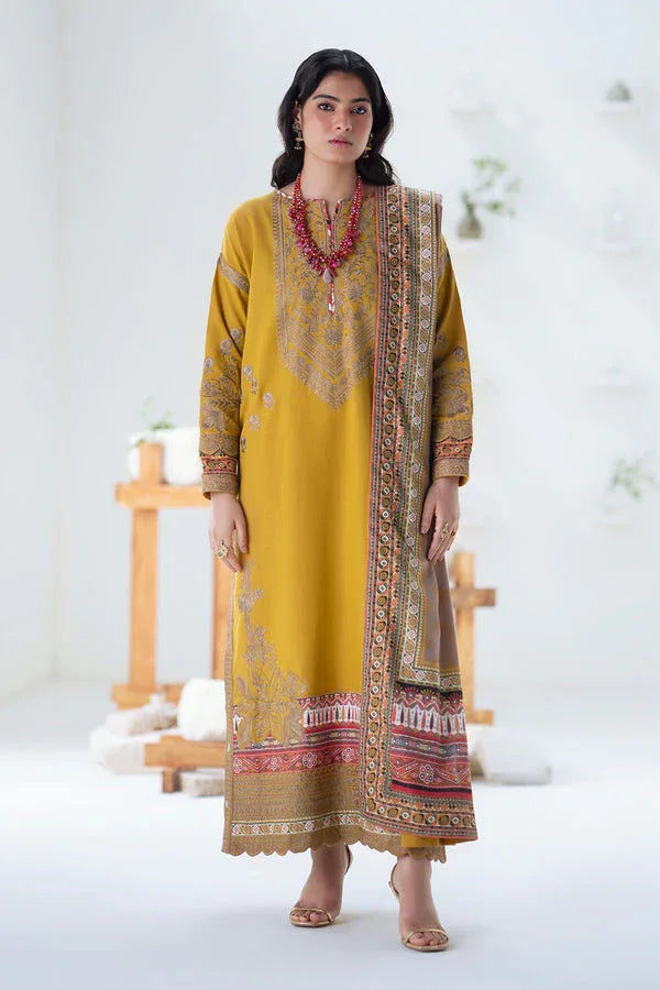 Maryum N Maria | Noore Winters 25 | 3 Piece Embroidered Khaddar APANA - FSU5671 - Rang-e-Khaas