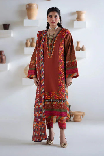 Maryum N Maria | Noore Winters 25 | 3 Piece Embroidered Khaddar BADRAI - FSU5673 - Rang-e-Khaas