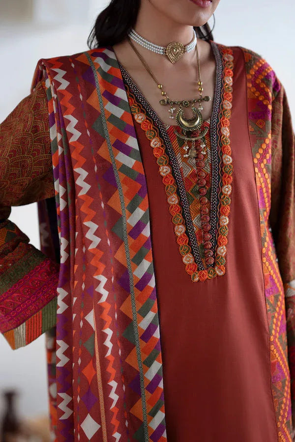 Maryum N Maria | Noore Winters 25 | 3 Piece Embroidered Khaddar BADRAI - FSU5673 - Rang-e-Khaas