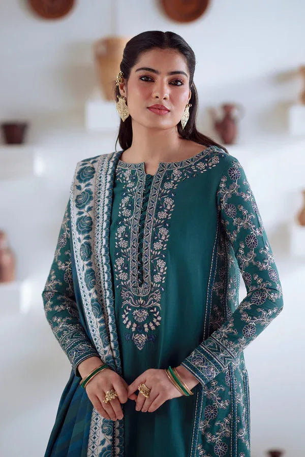 Maryum N Maria | Noore Winters 25 | 3 Piece Embroidered Khaddar SERINA - FSU5675 - Rang-e-Khaas