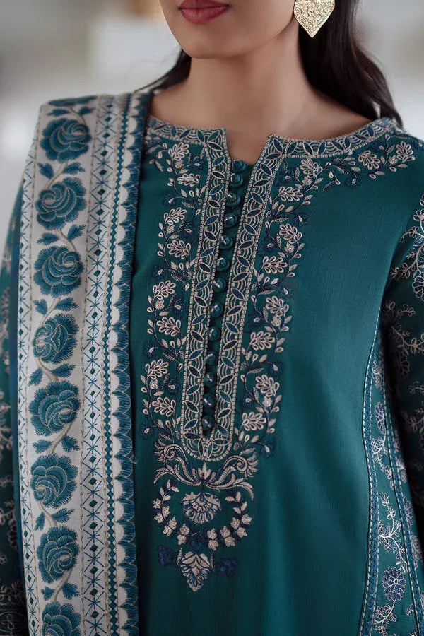 Maryum N Maria | Noore Winters 25 | 3 Piece Embroidered Khaddar SERINA - FSU5675 - Rang-e-Khaas