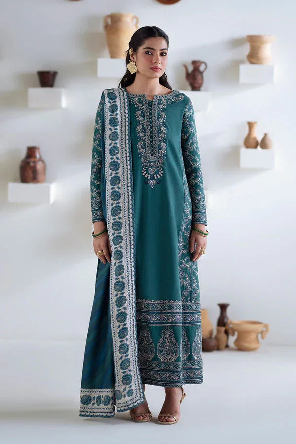 Maryum N Maria | Noore Winters 25 | 3 Piece Embroidered Khaddar SERINA - FSU5675 - Rang-e-Khaas