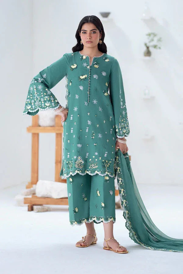 Maryum N Maria | Noore Winters 25 | 3 Piece Embroidered Khaddar TABANA - FSU5676 - Rang-e-Khaas