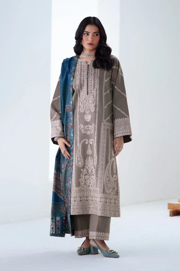 Maryum N Maria | Noore Winters 25 | 3 Piece Embroidered Khaddar ANGEZA - FSU5679 - Rang-e-Khaas