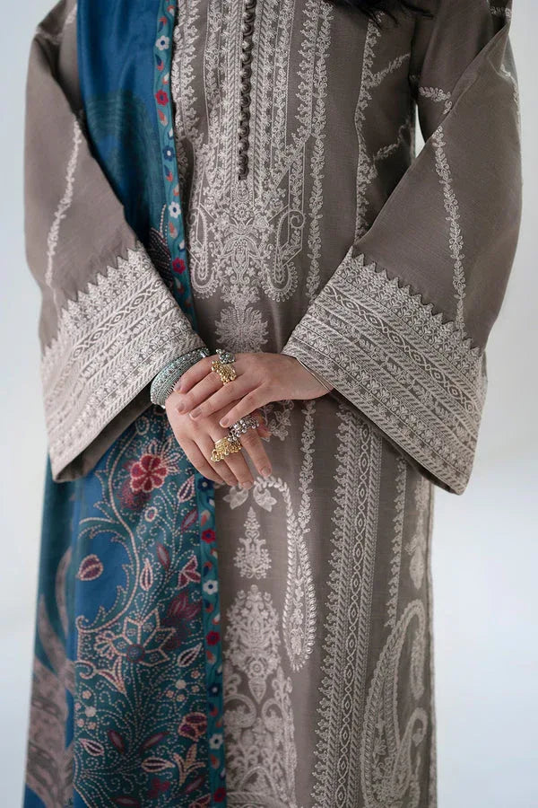 Maryum N Maria | Noore Winters 25 | 3 Piece Embroidered Khaddar ANGEZA - FSU5679 - Rang-e-Khaas