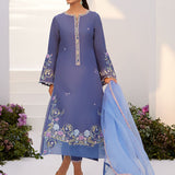Farah Talib Aziz | Zaza Luxe Pret 24 | ALO BLUE EMBROIDERED SHIRT AND DUPATTA