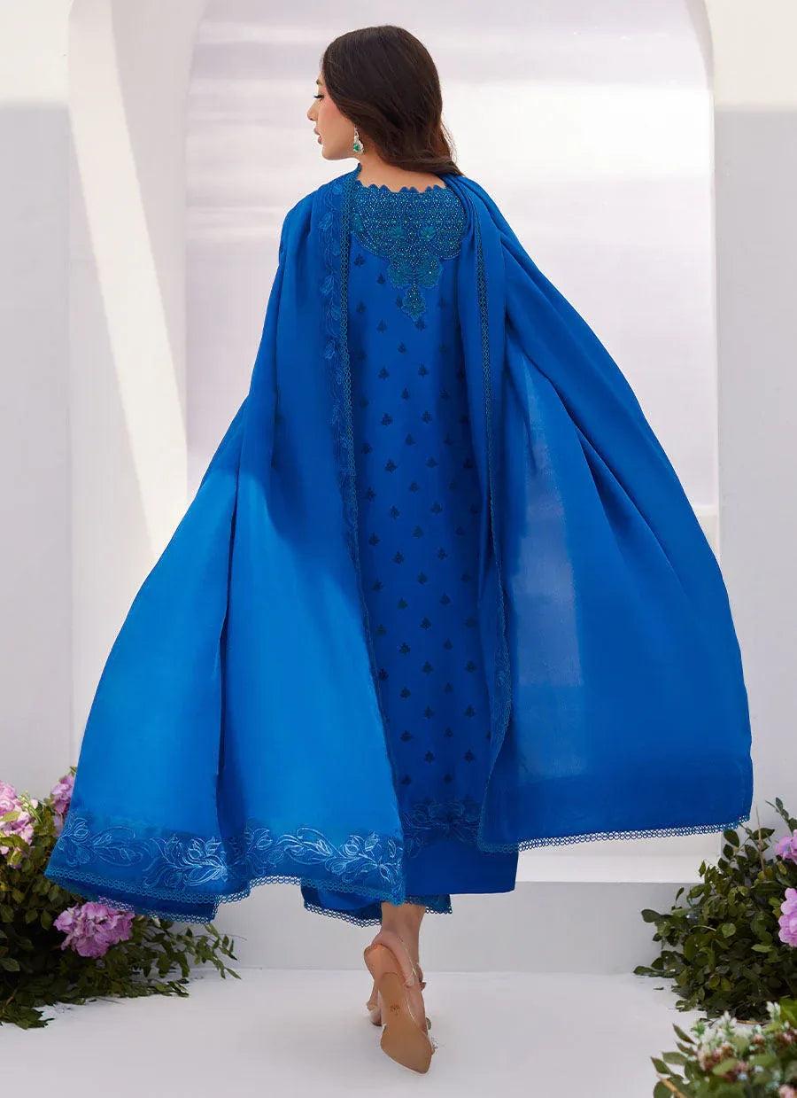 Farah Talib Aziz | Zaza Luxe Pret 24 | CHARR BLUE EMBROIDERED RAW SILK SHIRT AND DUPATTA - Rang-e-Khaas