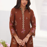 Farah Talib Aziz | Zaza Luxe Pret 24 | NOEMIE CHOCOLATE EMBROIDERED RAW SILK SHIRT AND DUPATTA