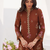 Farah Talib Aziz | Zaza Luxe Pret 24 | NOEMIE CHOCOLATE EMBROIDERED RAW SILK SHIRT AND DUPATTA