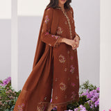 Farah Talib Aziz | Zaza Luxe Pret 24 | NOEMIE CHOCOLATE EMBROIDERED RAW SILK SHIRT AND DUPATTA