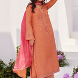 Farah Talib Aziz | Zaza Luxe Pret 24 | ELYNA CORAL EMBROIDERED RAW SILK SHIRT AND DUPATTA
