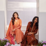 Farah Talib Aziz | Zaza Luxe Pret 24 | ELYNA CORAL EMBROIDERED RAW SILK SHIRT AND DUPATTA