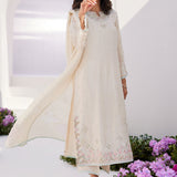 Farah Talib Aziz | Zaza Luxe Pret 24 | LYA IVORY EMBELLISHED RAW SILK SHIRT AND DUPATTA
