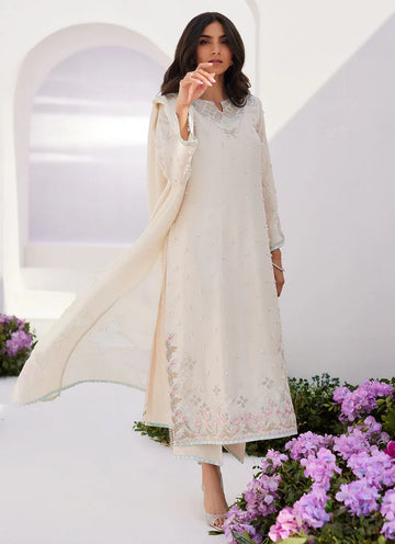 Farah Talib Aziz | Zaza Luxe Pret 24 | LYA IVORY EMBELLISHED RAW SILK SHIRT AND DUPATTA - Rang-e-Khaas