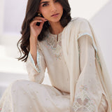 Farah Talib Aziz | Zaza Luxe Pret 24 | LYA IVORY EMBELLISHED RAW SILK SHIRT AND DUPATTA