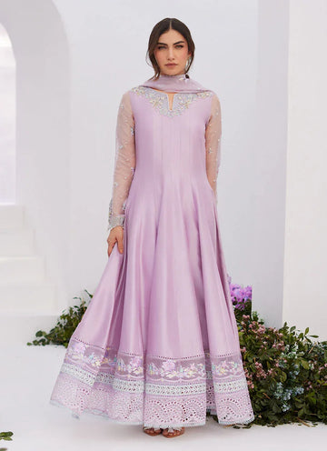 Farah Talib Aziz | Zaza Luxe Pret 24 | MANON LILAC EMBELLISHED RAW SILK KALIDAAR - Rang-e-Khaas