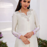 Farah Talib Aziz | Zaza Luxe Pret 24 | LIQUE SILVER OMBRE EMBELLISHED KAFTAAN CUT SHIRT