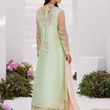Farah Talib Aziz | Zaza Luxe Pret 24 | COLLETTE MINT OMBRE EMBELLISHED COLUMN SHIRT WITH KALIDAAR WITH EMBROIDERED SLIP