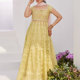 Farah Talib Aziz | Zaza Luxe Pret 24 | REINE KIWI EMBROIDERED EMBELLISHED KALIDAAR