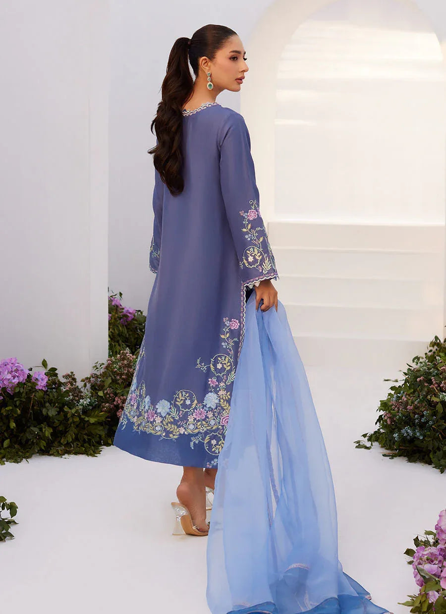Farah Talib Aziz | Zaza Luxe Pret 24 | ALO BLUE EMBROIDERED SHIRT AND DUPATTA - Rang-e-Khaas