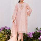 Farah Talib Aziz | Zaza Luxe Pret 24 | BEBE BLUSH PINK EMBELLISHED RAW SILK KURTA SHIRT AND DUPATTA