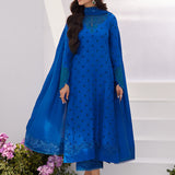 Farah Talib Aziz | Zaza Luxe Pret 24 | CHARR BLUE EMBROIDERED RAW SILK SHIRT AND DUPATTA