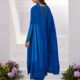 Farah Talib Aziz | Zaza Luxe Pret 24 | CHARR BLUE EMBROIDERED RAW SILK SHIRT AND DUPATTA