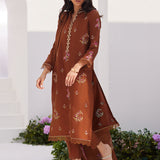 Farah Talib Aziz | Zaza Luxe Pret 24 | NOEMIE CHOCOLATE EMBROIDERED RAW SILK SHIRT AND DUPATTA