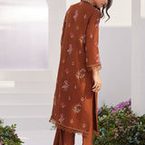 Farah Talib Aziz | Zaza Luxe Pret 24 | NOEMIE CHOCOLATE EMBROIDERED RAW SILK SHIRT AND DUPATTA