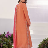 Farah Talib Aziz | Zaza Luxe Pret 24 | ELYNA CORAL EMBROIDERED RAW SILK SHIRT AND DUPATTA