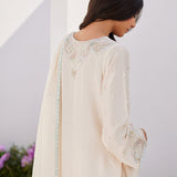 Farah Talib Aziz | Zaza Luxe Pret 24 | LYA IVORY EMBELLISHED RAW SILK SHIRT AND DUPATTA