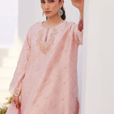 Farah Talib Aziz | Zaza Luxe Pret 24 | BEBE BLUSH PINK EMBELLISHED RAW SILK KURTA SHIRT AND DUPATTA
