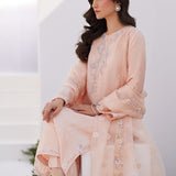 Farah Talib Aziz | Zaza Luxe Pret 24 | ELEA PEACH EMBROIDERED RAW SILK SHIRT AND DUPATTA