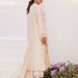 Farah Talib Aziz | Zaza Luxe Pret 24 | TISELE IVORY PLEATED RAW SILK SHIRT AND DUPATTA