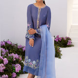 Farah Talib Aziz | Zaza Luxe Pret 24 | ALO BLUE EMBROIDERED SHIRT AND DUPATTA