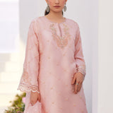 Farah Talib Aziz | Zaza Luxe Pret 24 | BEBE BLUSH PINK EMBELLISHED RAW SILK KURTA SHIRT AND DUPATTA