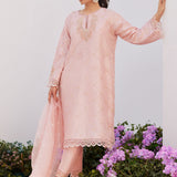 Farah Talib Aziz | Zaza Luxe Pret 24 | BEBE BLUSH PINK EMBELLISHED RAW SILK KURTA SHIRT AND DUPATTA