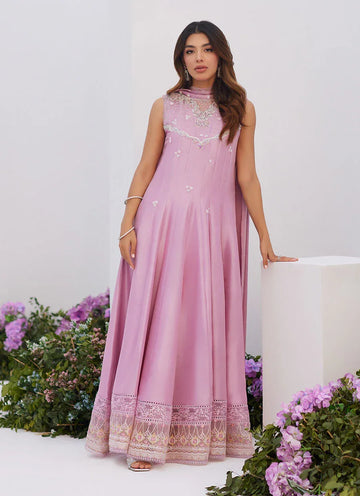 Farah Talib Aziz | Zaza Luxe Pret 24 | CECE MAUVE EMBELLISHED RAW SILK KALIDAR WITH CHARMUESE DUPATTA - Rang-e-Khaas