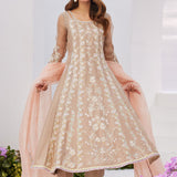 Farah Talib Aziz | Zaza Luxe Pret 24 | CHARLENE SAND EMBROIDERED KALIDAAR WITH DUPATTA