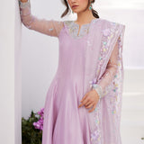 Farah Talib Aziz | Zaza Luxe Pret 24 |  MANON LILAC EMBELLISHED RAW SILK KALIDAAR