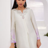 Farah Talib Aziz | Zaza Luxe Pret 24 | LIQUE SILVER OMBRE EMBELLISHED KAFTAAN CUT SHIRT