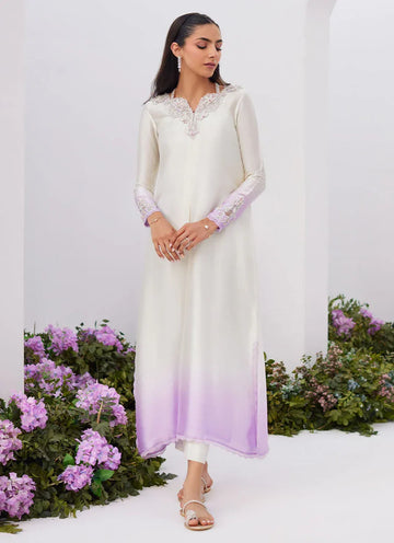 Farah Talib Aziz | Zaza Luxe Pret 24 | LIQUE SILVER OMBRE EMBELLISHED KAFTAAN CUT SHIRT - Rang-e-Khaas
