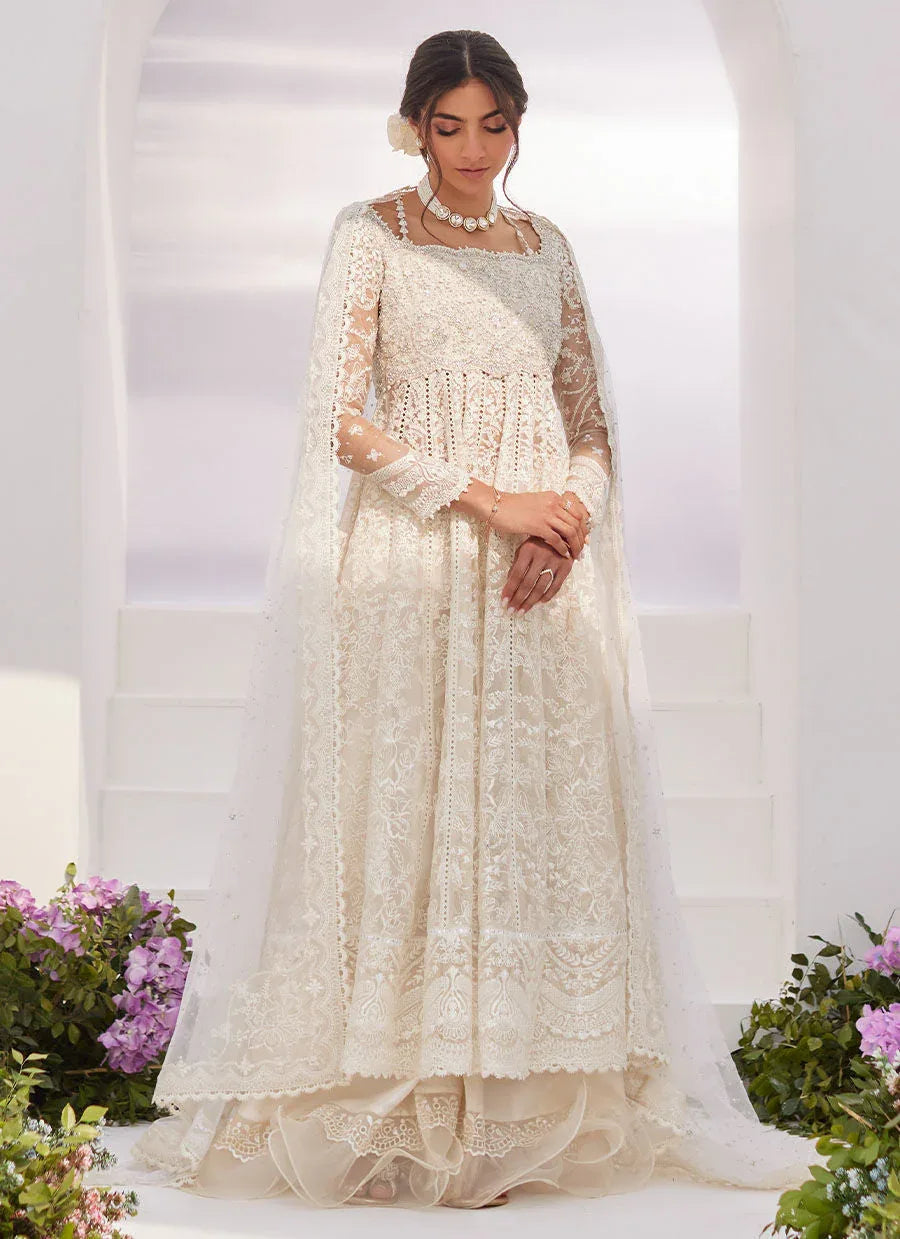 Farah Talib Aziz | Zaza Luxe Pret 24 | MAELLE IVORY EMBROIDERED AND EMBELLISHED KALIDAAR - Rang-e-Khaas